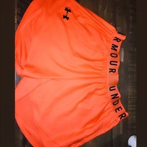 Inder Armour neon orange shorts